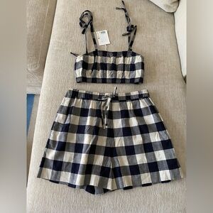 COS Cream & Navy Linen Gingham Set